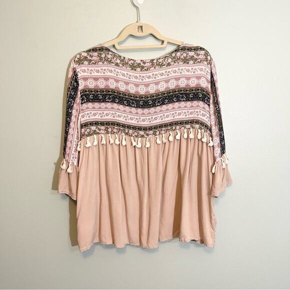 Listicle Women's Pink Floral Front Print Full Sleeves Blouse Size Large - Picture 9 of 12